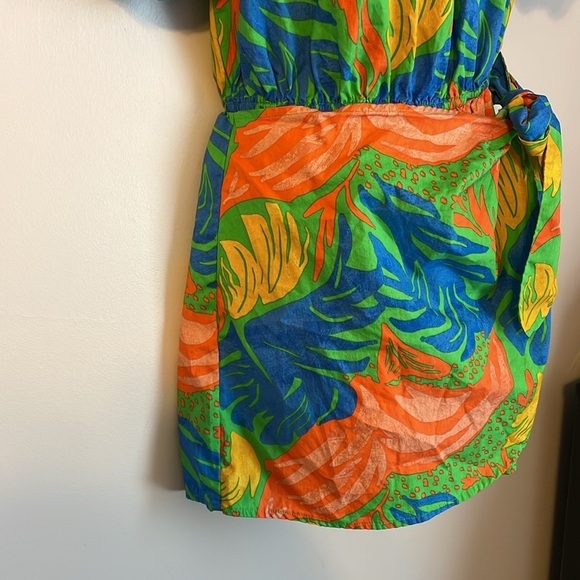 Flying Tomato ALL THE CHEER WOVEN ROMPER in Green size L Faux Wrap Skirt - Picture 6 of 16